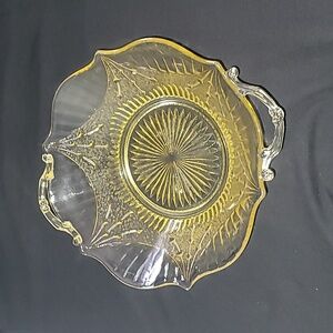 Antique Large Fruit Bowl Dart Yellow by Lancaster Depression Glass
